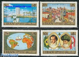 Lebanon 1973 Brazil Independence 4v, Mint NH, History - Transport - Various - Flags - Ships And Boats - Maps - Art - M.. - Ships