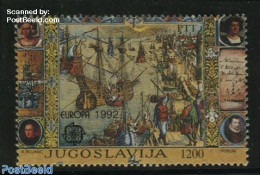 Yugoslavia 1992 Europa 1v (from S/s), Mint NH, History - Transport - Europa (cept) - Explorers - Ships And Boats - Unused Stamps
