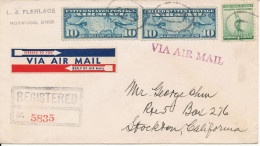 USA Registered Cover Good Franked Sent To California 8-2-1943 - Brieven En Documenten