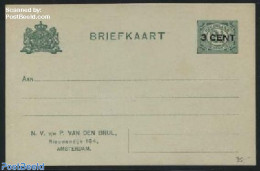Netherlands 1917 Postcard With Private Text, P. Van Den Brul, Unused Postal Stationary - Briefe U. Dokumente