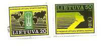 (!) Lithuania 1991 Michel Nr 482/83 Sport Games Stamp Set Used ( 0) World Map - Litauen