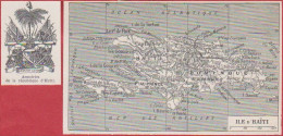 Carte De L'île D'Haïti. Armoiries De La République D'Haïti. Larousse 1948. - Documents Historiques