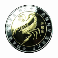 China Medal Zodiac Scorpio Proof 40mm Silver & Gold Plated 02138 - Altri & Non Classificati