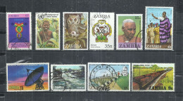 TEN AT A TIME - ZAMBIA - LOT OF 10 DIFFERENT 3 - POSTALLY USED OBLITERE GESTEMPELT USADO - Zambia (1965-...)