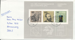 Germany Cover Sent To Norway 22-6-1984 With Souvenir Sheet UPU Congress 1984 - Covers & Documents