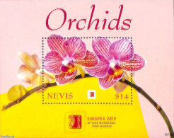 Nevis 2019 Orchids S/s, Mint NH, Nature - Flowers & Plants - Orchids - St.Kitts E Nevis ( 1983-...)