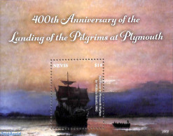 Nevis 2020 Arrival Of Pilgrims In Plymouth S/s, Mint NH, Religion - Transport - Religion - Ships And Boats - Ships