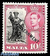 Malta 1948 10sh, Stamp Out Of Set, Mint NH - Malte