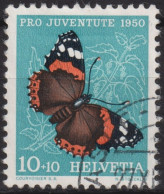 1950 Schweiz Pro Juventute ° Zum:CH J135,Yt:CH 503, Mi:CH 552, Admiral , Schmetterling - Used Stamps