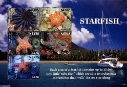Nevis 2020 Starfish 5v M/s, Mint NH, Nature - Transport - Fish - Ships And Boats - Vissen