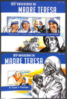 Sao Tome/Principe 2015 Mother Theresa 2 S/s, Mint NH, History - Religion - Nobel Prize Winners - Religion - Nobel Prize Laureates