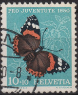 1950 Schweiz Pro Juventute °Zum:CH J134,Yt:CH 503, Mi:CH 551, Admiral , Schmetterling - Used Stamps