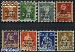Switzerland 1918 Industrielle Kriegswirtschaft 8v, Fat Overprints, Mint NH - Unused Stamps