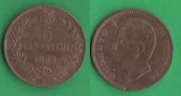 Italia 5 Cents 1896 Umberto I° Italy 5 Centesimi 1896  Italie Rare Coin Roma Mint - 1878-1900 : Umberto I