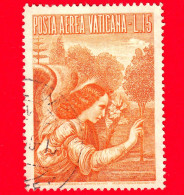 VATICANO - Usato - 1956 - Arcangelo Gabriele - Tipo POSTA AEREA - Arcangelo Gabriele, Dipinto Di Leonardo Da Vinci  - 15 - Airmail