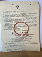 Paul Baron Holvoet Verf Van Der Dussen De Kestergat Conseil Heraldique *1846 Oostende +1927 Brugge Ixelles Della Faille - Décès