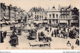 ABOP8-80-0623 - ABBEVILLE - La Place Et Le Monument De L'Amiral Courbet - Un Jour De Marché - Abbeville