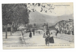 CPA Circulée En 1906 - SOSPEL - La Promenade Et Le Vieux Pont - Animé - Edit. Giletta - N° 1207 - - Sospel