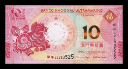 Macao Macau10 Patacas BNU Commemorative Horse 2014 Pick 87 Sc Unc - Macao