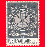 VATICANO - Usato - 1969 - Centenario Del Circolo San Pietro - Emblema - 50 - Gebraucht