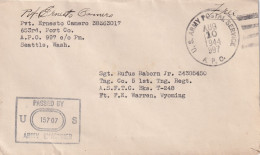 COVER USA. 10 AUG 1944. APO 997.  PRINCE RUPERT CANADA. PASSED BY EXAMINER. TO WARREN. WYOMING - Covers & Documents