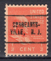 NJ-625; USA Precancel/Vorausentwertung/Preo; SERGEANTSVILLE (NJ), Type 705 - Prematasellado