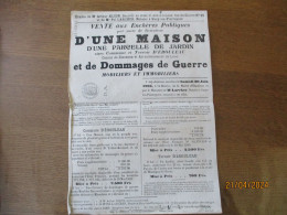 EBOULEAU LE 30 JUIN 1934 VENTE AUX ENCHERES PUBLIQUES D'UNE MAISON,D'UNE PARCELLE DE JARDIN CACHET 8F D.A. 35cm/25cm - Affiches