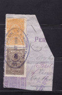 Brazil Revenue  Stamps,  Treasury , On A Piece , 2 Stamps, With Two Italian Stamps On The Reverse - Altri & Non Classificati