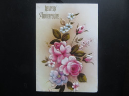 Carte Fantaisie à Système Pop Up Bouquet De Fleurs Roses MD PARIS 8287/3/2 Ecrite En 1985 - Met Mechanische Systemen