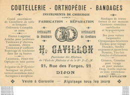 DIJON  H.  GAVILLON COUTELLERIE ORTHOPEDIE BANDAGES  21 RUE DES FORGES CARTE FORMAT 12 X 8 CM - Dijon
