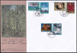 UNO NEW YORK - WIEN - GENF 2000 TRIO-FDC Unsere Welt 2000 - New York/Geneva/Vienna Joint Issues