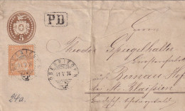 LETTRE. SUISSE. 11 MAI 1874. ENTIER 5c + 5c. PD. OBERRIEDEN. POUR ZURICH - Storia Postale