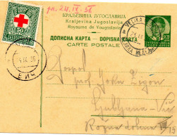 YOUGOSLAVIE.1936 .VIGNETTE "BIENFAISANCE "B2".CROIX-ROUGE.ENTIER POSTAL - Covers & Documents