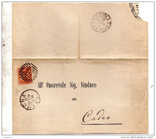 1880  LETTERA CON ANNULLO CREMONA + FIORENZUOLA D'ARDA - Storia Postale