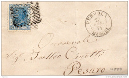 1871  LETTERA  CON ANNULLO PERGOLA PESARO - Marcophilia