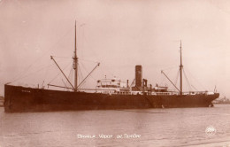 ROMANIA & GREECE : GREEK CARGO STEAM SHIP " OROPOS " On DANUBE At BRAILA - REAL PHOTO POSTCARD ~ 1930 - '935 (an591) - Grèce