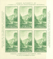 1934 Yosemite National Park, Sheet Of 6, Mint Never Hinged - Nuevos