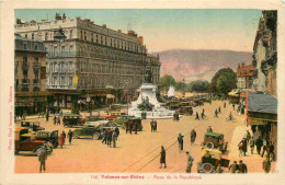 26 - Valence - Place De La République - Animée - Automobiles - Colorisée - CPA - Oblitération Ronde De 1939 - Voir Scans - Valence