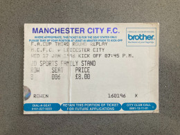 Manchester City V Leicester City 1995-96 Match Ticket - Tickets - Entradas