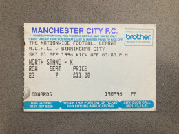 Manchester City V Birmingham City 1996-97 Match Ticket - Tickets - Entradas