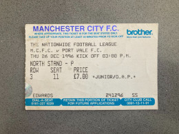 Manchester City V Port Vale 1996-97 Match Ticket - Eintrittskarten