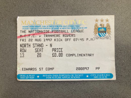 Manchester City V Tranmere Rovers 1997-98 Match Ticket - Match Tickets