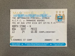 Manchester City V Tranmere Rovers 1997-98 Match Ticket - Tickets - Entradas