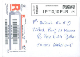 FRANCE- 2024, REGISTERED POSTAL LABEL COVER TO DUBAI. - Cartas & Documentos