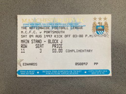 Manchester City V Portsmouth 1997-98 Match Ticket - Eintrittskarten