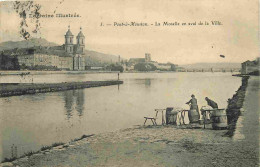 54 - Pont à Mousson - La Moselle En Aval De La Ville - Animée - Laveuses - Lavandières - CPA - Oblitération Ronde De 190 - Pont A Mousson