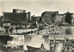 29 - Brest - Porte Océane - Multivues - Bateaux - Mention Photographie Véritable - CPSM Grand Format - Etat Pli Visible  - Brest