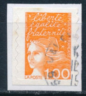 France - Marianne Du 14 Juillet 1,00 Orange Autoadhésif YT A16 (3101) Obl. Sur Fragment - Used Stamps