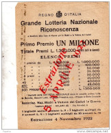 1922 LOTTERIA NAZIONALE - Lotterielose