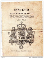 1829 MANIFESTO DELLA CAMERA DEI CONTI - PRESENTAZIONE AL CAMBIO DELLE ANTICHE  MONETE D'ARGENTO DI SAVOIA E DI GENOVA - Historische Dokumente